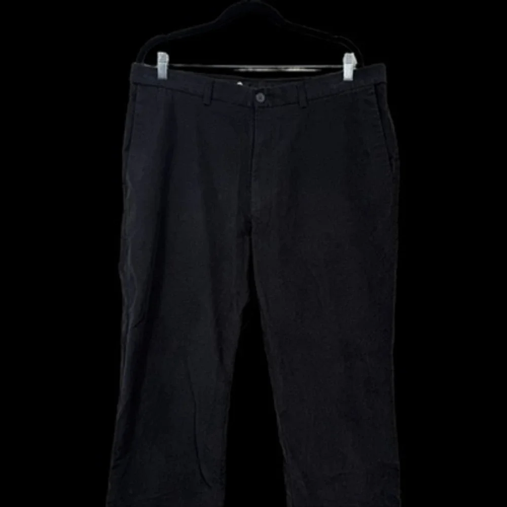 Haggar Classic Fit Premium Stretch Corduroy Pants Black Flat Front Men 38x30*^